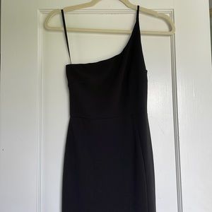 One shoulder asymmetrical black dress size 0